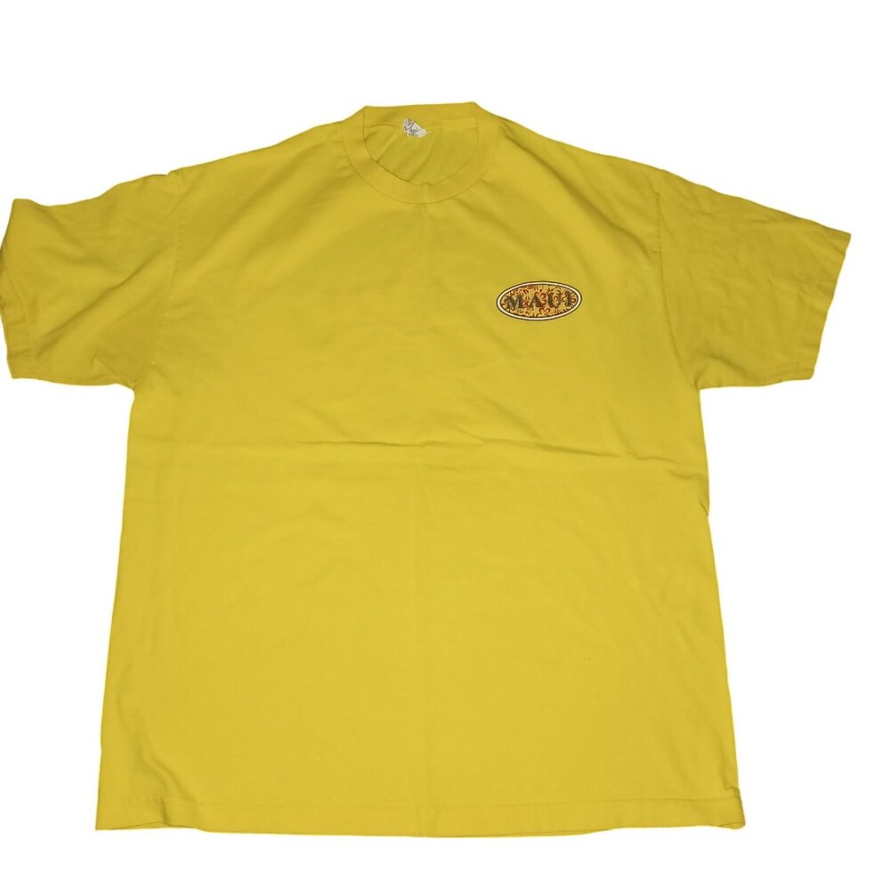 ALSTYLE Y2K Yellow T-shirt Maui Graphic Boxy Wide Comfy Relaxed Cotton Mens XL - Picture 2 of 6